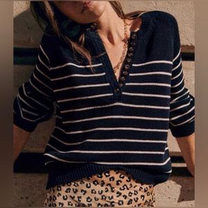 Sezane Leontine Jumper - Navy / Ecru